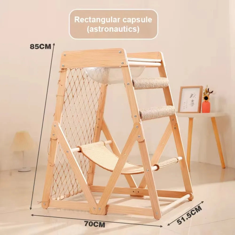 Cat Climbing Frame Space Capsule Scratching Board Hammock Sisal Wear-resistant Not Falling Chips Climbing Net Pet Supplies