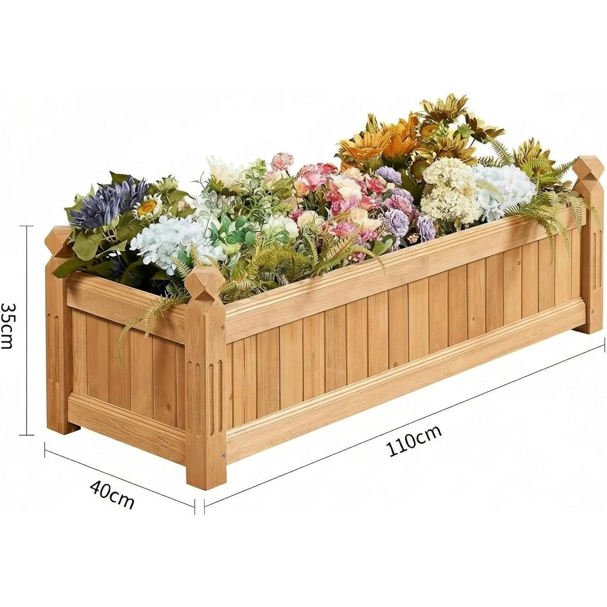 110x40x35cm Reljofum Rectangular Wooden Raised Garden Bed Planter Box | Practical Elevated Planting Bed For Outdoor Use, Supports Growing Multiple Kinds Of Garden Plants