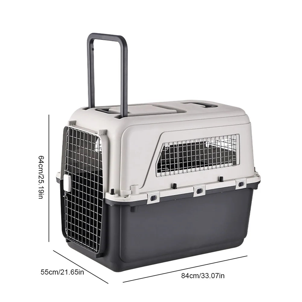 Cats Pet Travel Carrier Length 33in/Width 21.6in/Height 25.2in with Handle & Metal Door Pet Carrier & Crate for Puppies Kittens