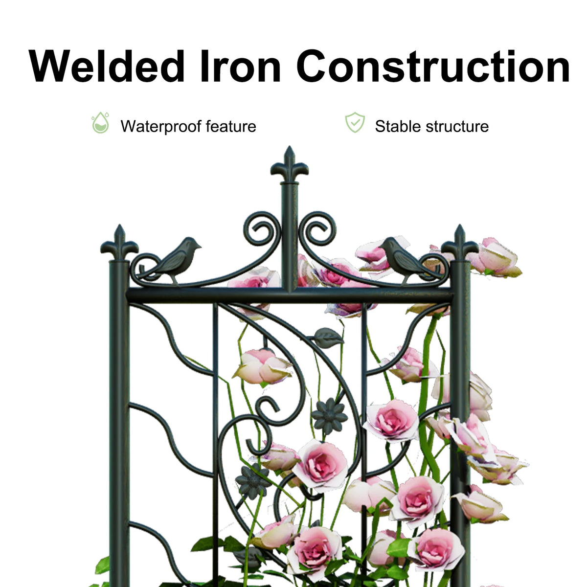 71 inch Garden Trellis Decorative Outdoor Tall Metal Fence Black Lattice Panel Yard Corner Décor for Climbing Plant Flower