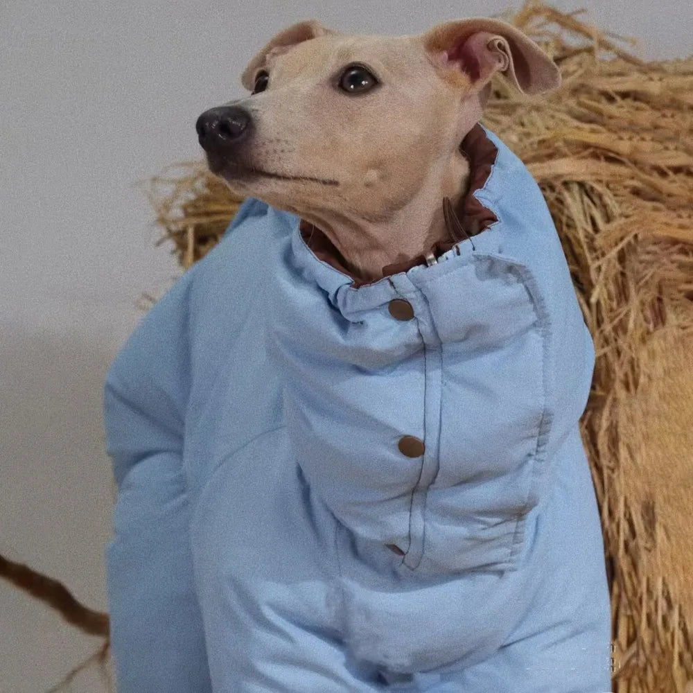 Thicken Pet Dog Parkas Coat,Four Legs Puppy Jumpsuit - High Neck Design & Double Sides Wearing, Whippet Greyhound Winter Outfits
