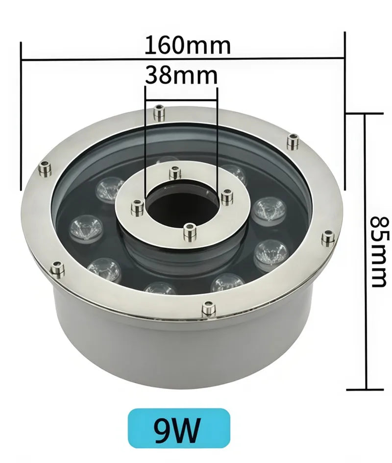 Fountain Light Colorful Underwater Light Waterfall Fountain LED Waterproof IP68 6W/9W/12W Swimming Pool Landscape Lamp 12V/24V
