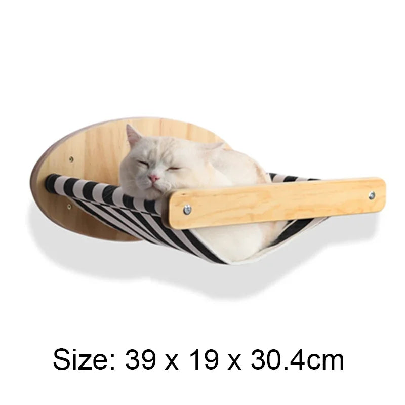 Cat Climbing Shelves Wall Mounted Cat Tree Wooden Furniture Scratcher Jumping Platform Rope Ladder Cat Sleeping and Playing