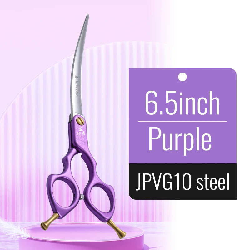 Fenice 6.0/6.5/7 Inch Professional Dog Grooming Scissors Curved Japan 440C Shear with High Quality Alloy Handle aseo de mascotas