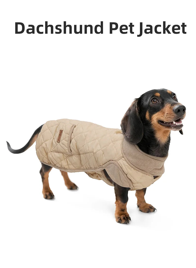 Winter Dog Coat for Dachshund Water Repellent Warm Dog Jacekt for Small Short-Leg Dogs Diamond Quilted Windproof Dog Clothing