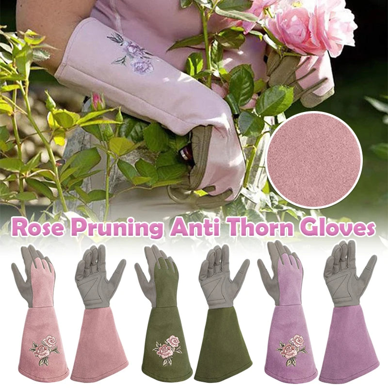 Professional Garden Rose Pruning Thorn-Proof Gloves Printed Gardening Trimming Labor Protection Long Gloves Hands Protector