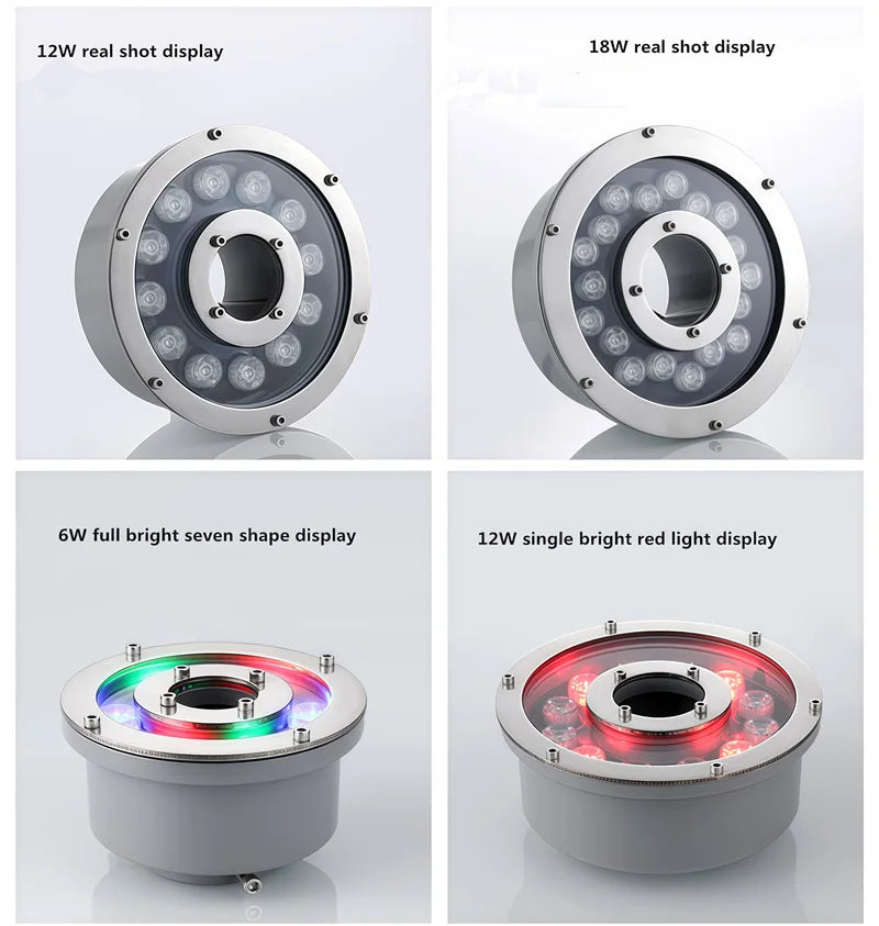 Fountain Light Colorful Underwater Light Waterfall Fountain LED Waterproof IP68 6W/9W/12W Swimming Pool Landscape Lamp 12V/24V