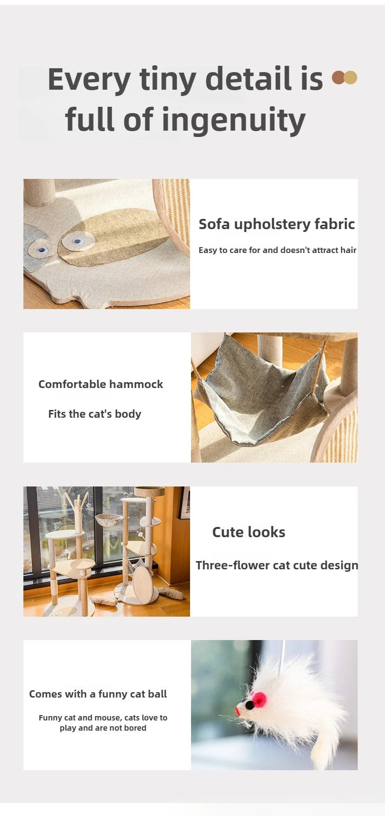 Cat climbing frame, cat tree, cat jumping platform, sisal material, cat tower, pet toy, pet climbing frame, cat scratching board