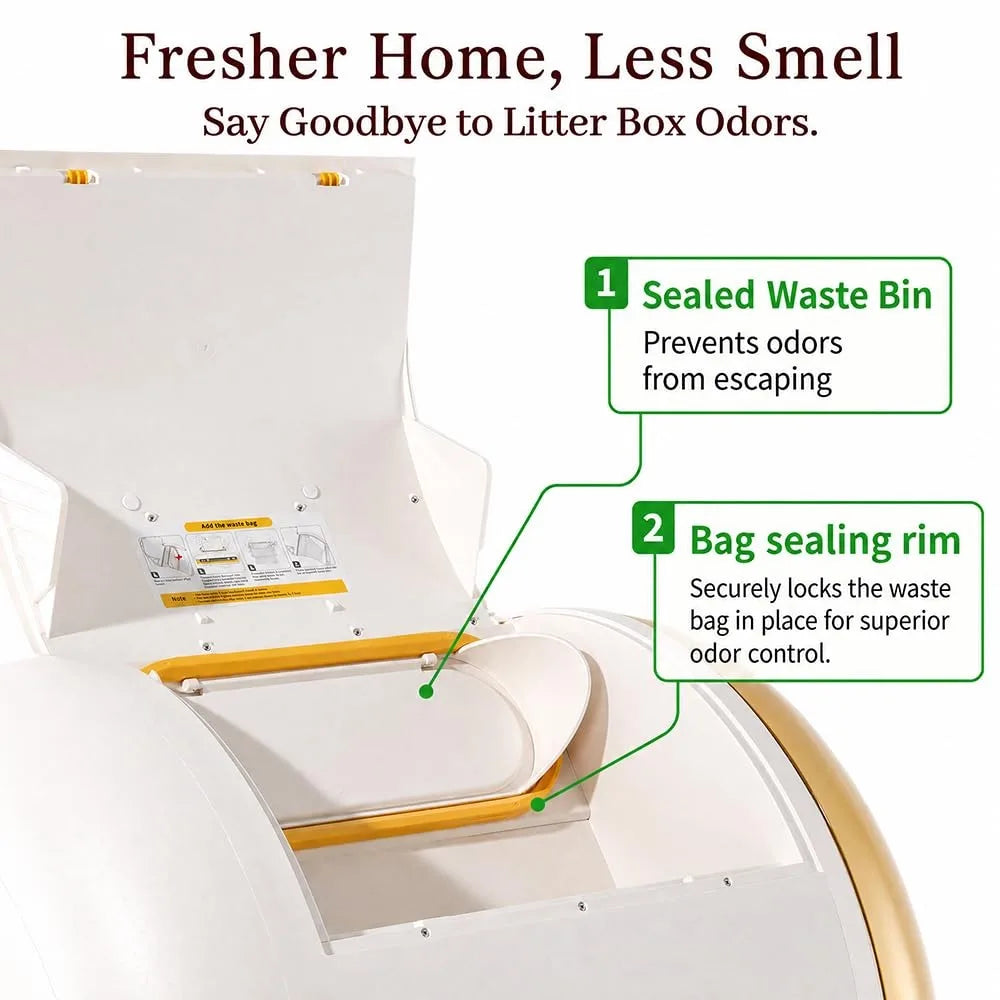 APP Controlled Automatic Self-Cleaning Cat Litter Box, Odor Control, Spacious Interior, Multi-Cat Use, Custom