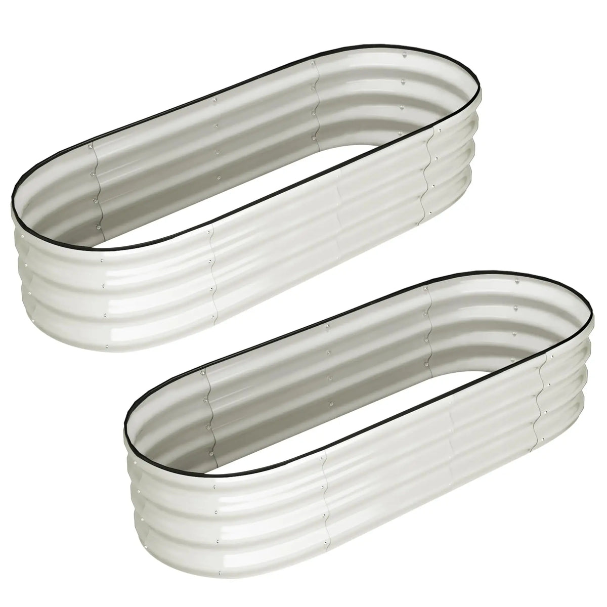 2-Pack Oval Galvanized Steel Raised Garden Bed Open Base Safety Edge Metal Planter Box Raised Beds for Vegetables Flowers Herbs