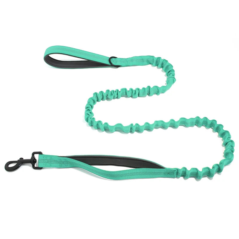 High Elasticity Double Handle Dog Tactical Leash Explosion-proof No Tangle Outdoor Training Walking Nylon Dog Leashes Dogs Items