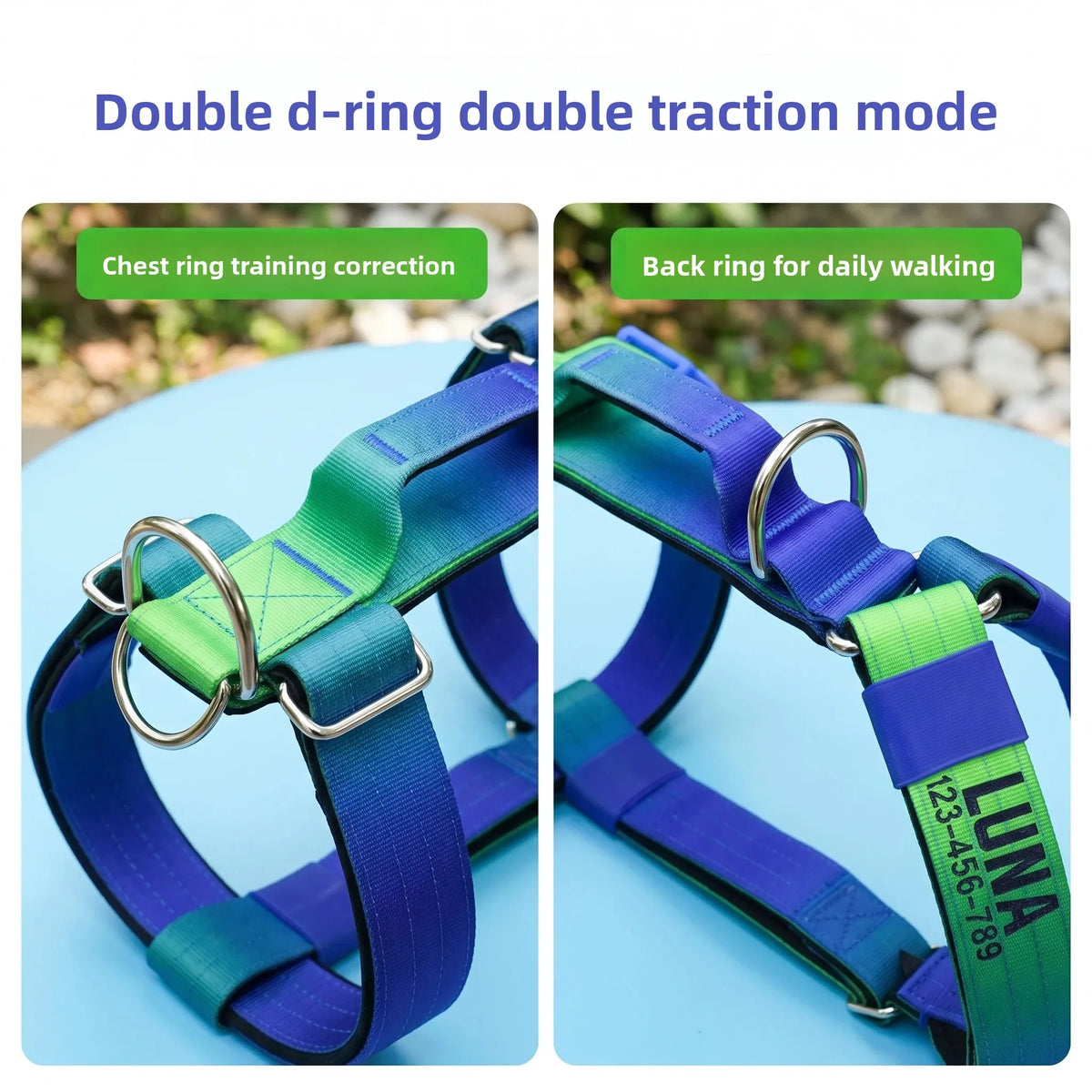 Custom Dog Harness Personalized Name Phone Gradient Knitted No Pull Adjustable Pet Vest for Small Large Dogs