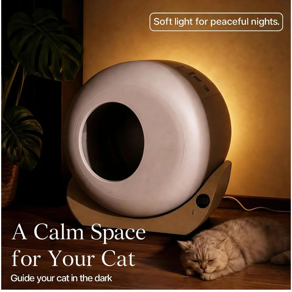 APP Controlled Automatic Self-Cleaning Cat Litter Box, Odor Control, Spacious Interior, Multi-Cat Use, Custom