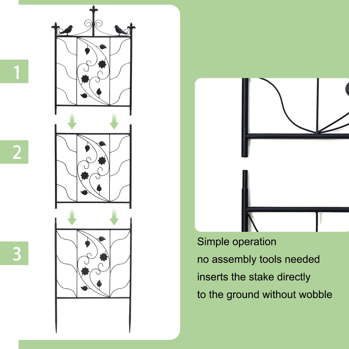 71 inch Garden Trellis Decorative Outdoor Tall Metal Fence Black Lattice Panel Yard Corner Décor for Climbing Plant Flower