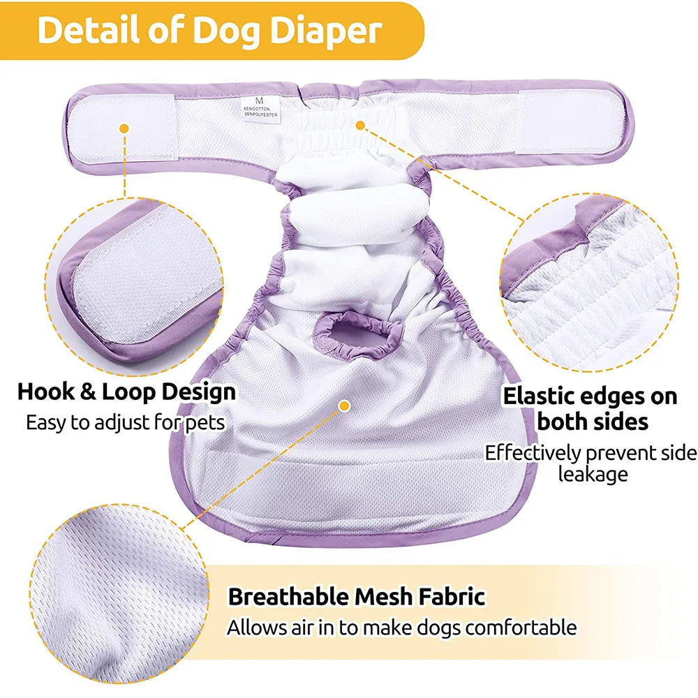 Washable Female Dogs Shorts Adjustable & No Leak Comfortable Dog Period Panties Doggies Puppy Underwear for Small and Large Dogs