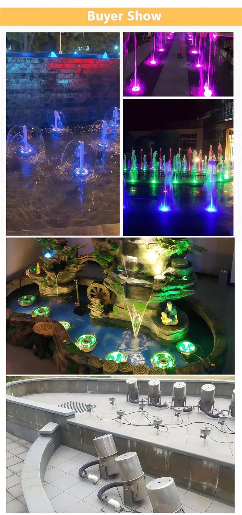 Fountain Light Colorful Underwater Light Waterfall Fountain LED Waterproof IP68 6W/9W/12W Swimming Pool Landscape Lamp 12V/24V