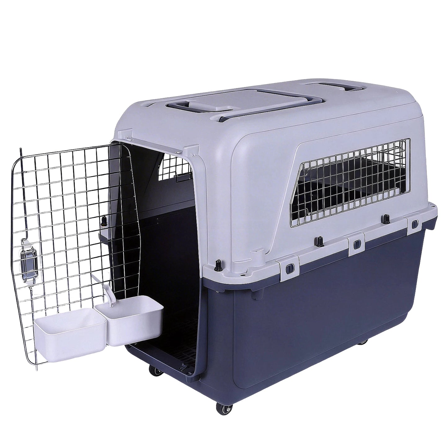 Cats Pet Travel Carrier Length 33in/Width 21.6in/Height 25.2in with Handle & Metal Door Pet Carrier & Crate for Puppies Kittens