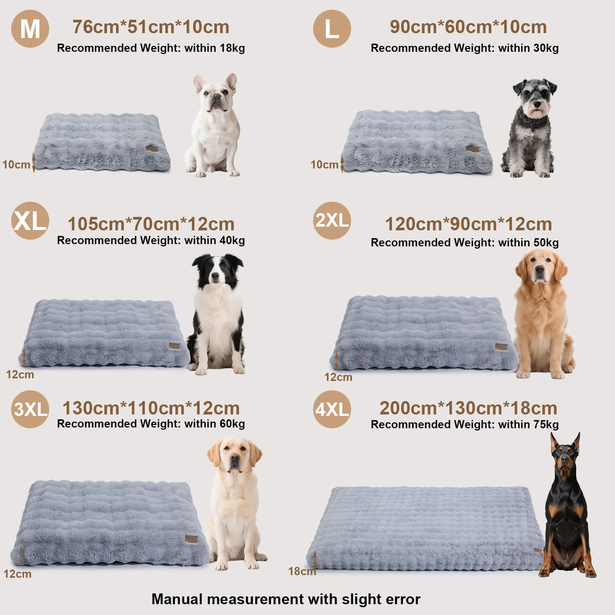 Ultra Plush Dog Bed Soft Pet Cushion Large Dog Crate Puppy Mattress Washable Mat
