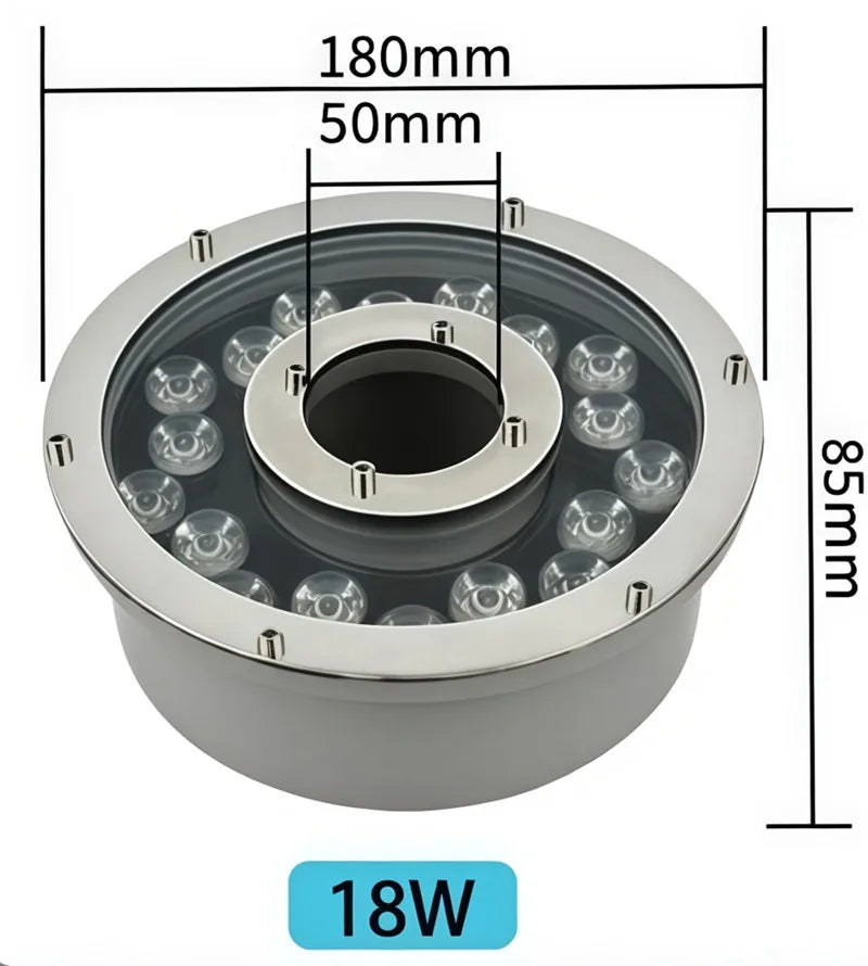 Fountain Light Colorful Underwater Light Waterfall Fountain LED Waterproof IP68 6W/9W/12W Swimming Pool Landscape Lamp 12V/24V