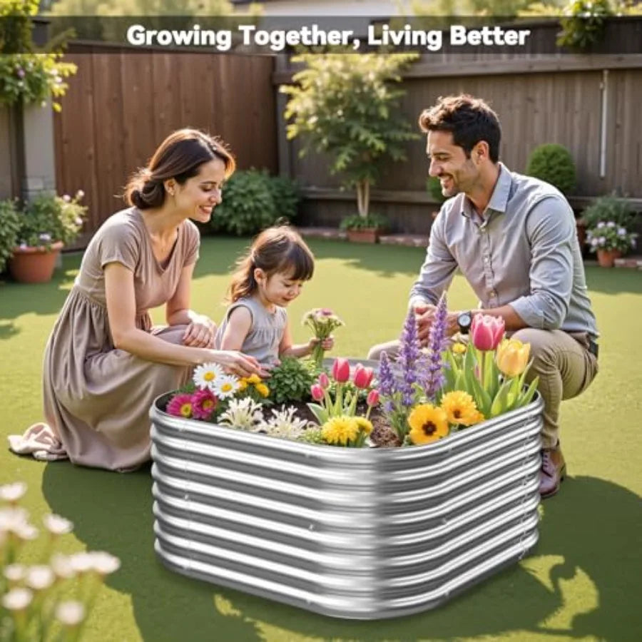 4 Pcak 2x2FT Raised Beds for Gardening Corrugated Galvanized Steel Raised Garden Bed Outdoor Metal Above Ground Garden Bed for