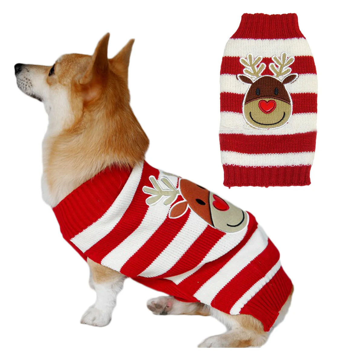 Christmas Dog Sweater for Small Dogs - Santa Claus Knit Pet Clothes for Poodle Teddy Puppy, Cute Warm Xmas Puppy Outfit