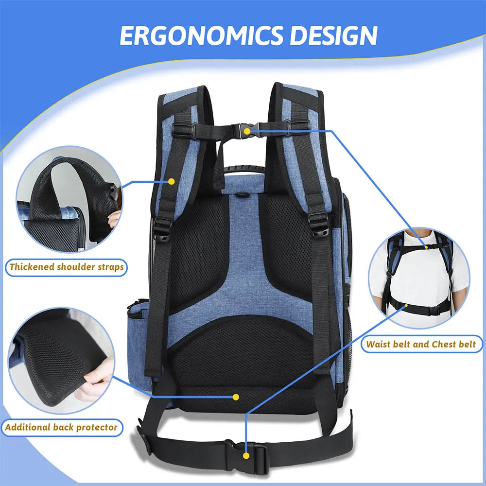 Pet Backpack Expandable Foldable Cat Carrier for Small Medium Dog and Cat Transport Dog Bag Large Space Pets Carrier with Zipper