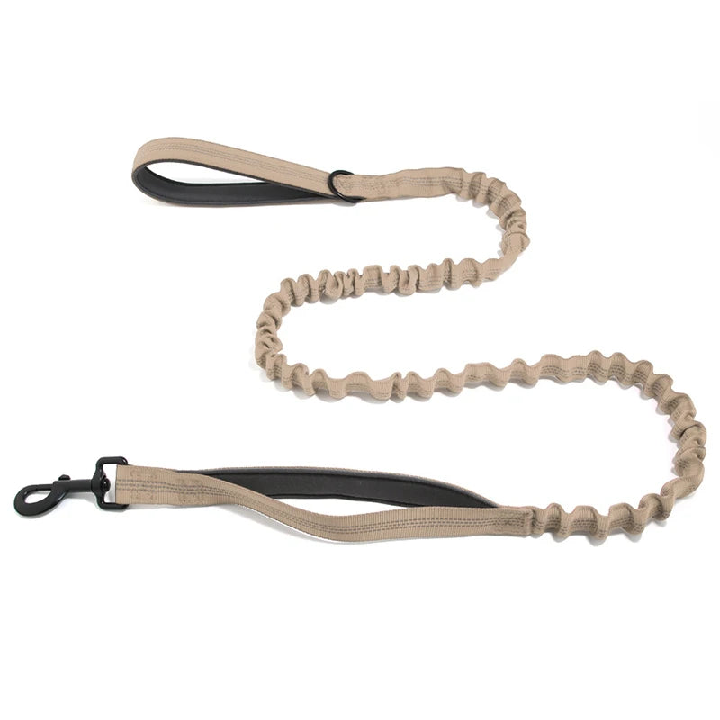 High Elasticity Double Handle Dog Tactical Leash Explosion-proof No Tangle Outdoor Training Walking Nylon Dog Leashes Dogs Items