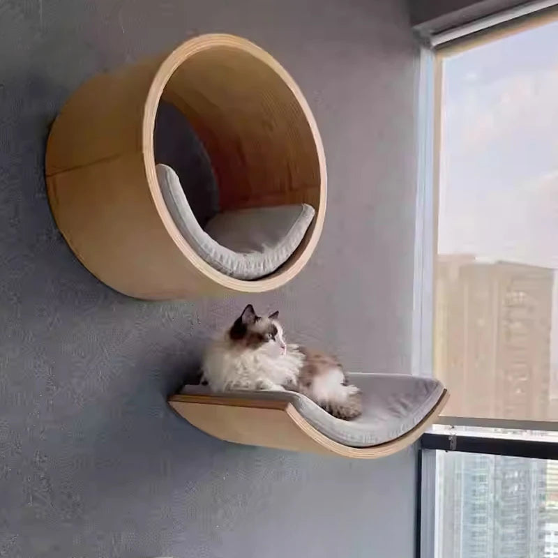 Solid Wood Cat Climbing Frame Wall Hanging Cats Nest Cat Tree Jumping Platform Not Easily Deformed Pet Furniture Products