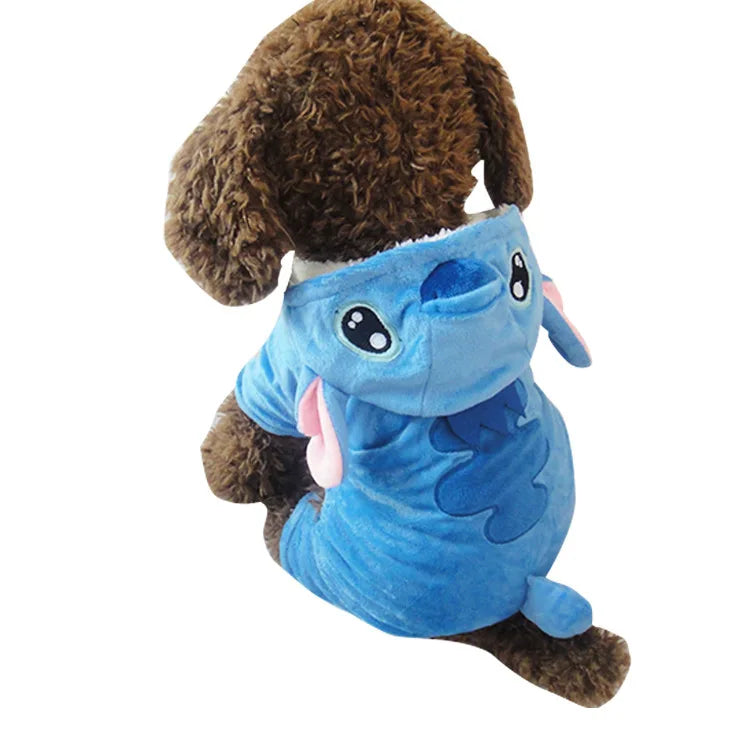 Cute Stitch 4-Paws Dog Sweater Winter Warm Clothes for Small Medium Breeds, Teddy Cosplay Costume Bulk Supply