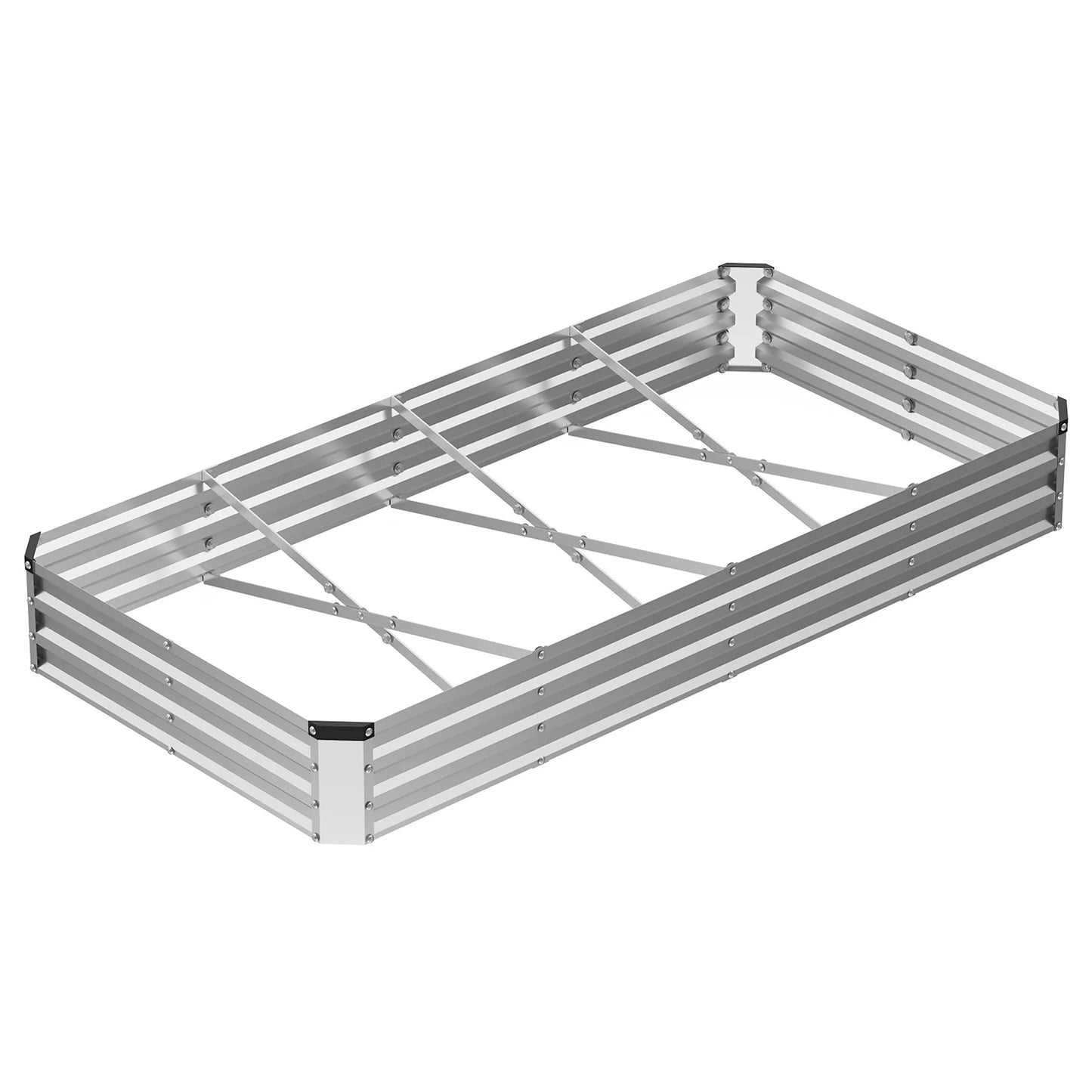 JHK 8x4x1ft Rectangular Outdoor Metal Garden Bed Planter Box Raised with Rust-Resistant Steel for Vegetables Flowers for Patio