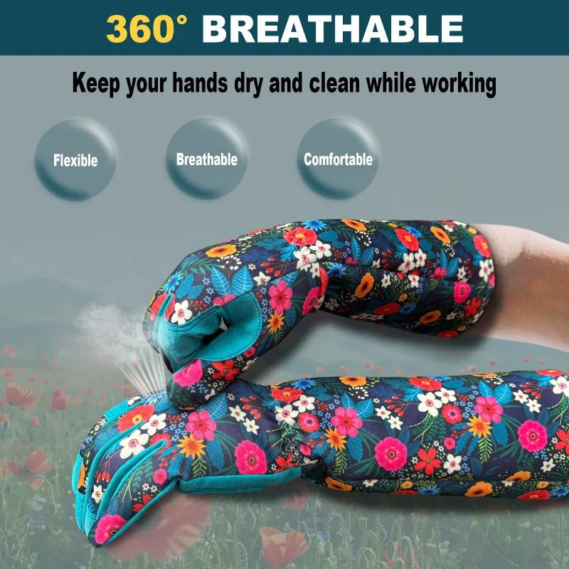 New Garden Gardening Gloves for Women's Courtyard Care Gloves Durable, Cut Resistant, and Puncture Resistant Long Arm Protection