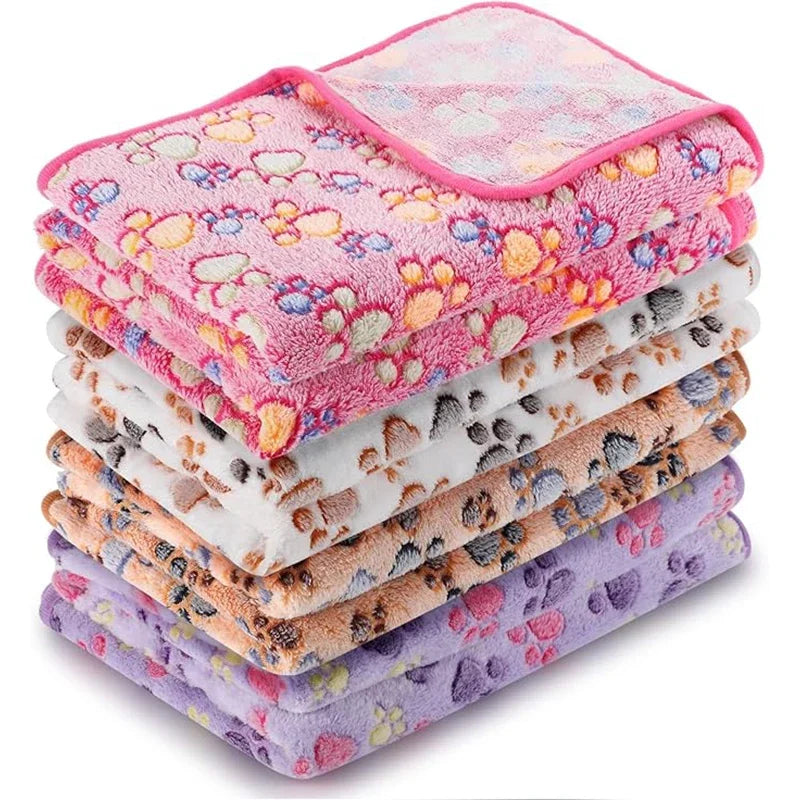 Dog Blankets Cat Soft Fluffy Fleece Pet Blanket Warm Cute Print Design Puppy Kitten Doggy Paw Small