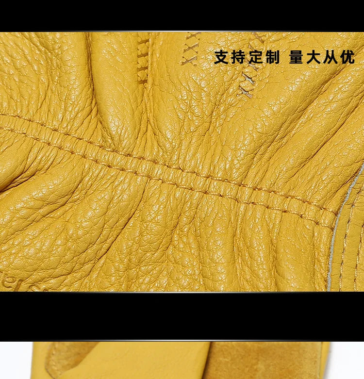 Man Work Gloves for Public Utilitiesfor Wood Gardening/Cutting/Construction/Motorcycle, Abrasion Resistant Leather Gloves
