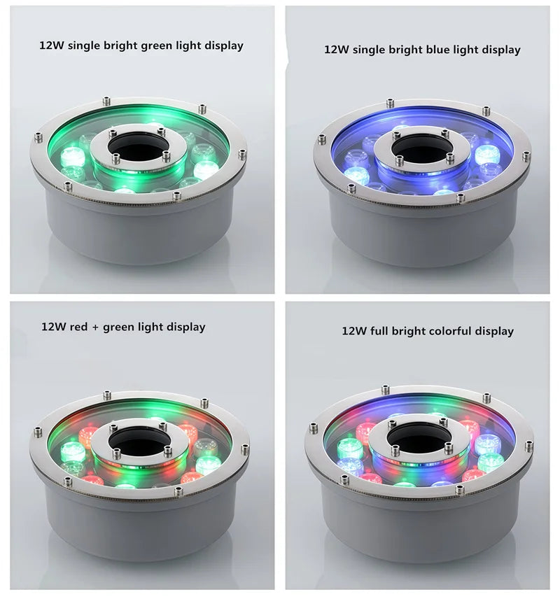 Fountain Light Colorful Underwater Light Waterfall Fountain LED Waterproof IP68 6W/9W/12W Swimming Pool Landscape Lamp 12V/24V
