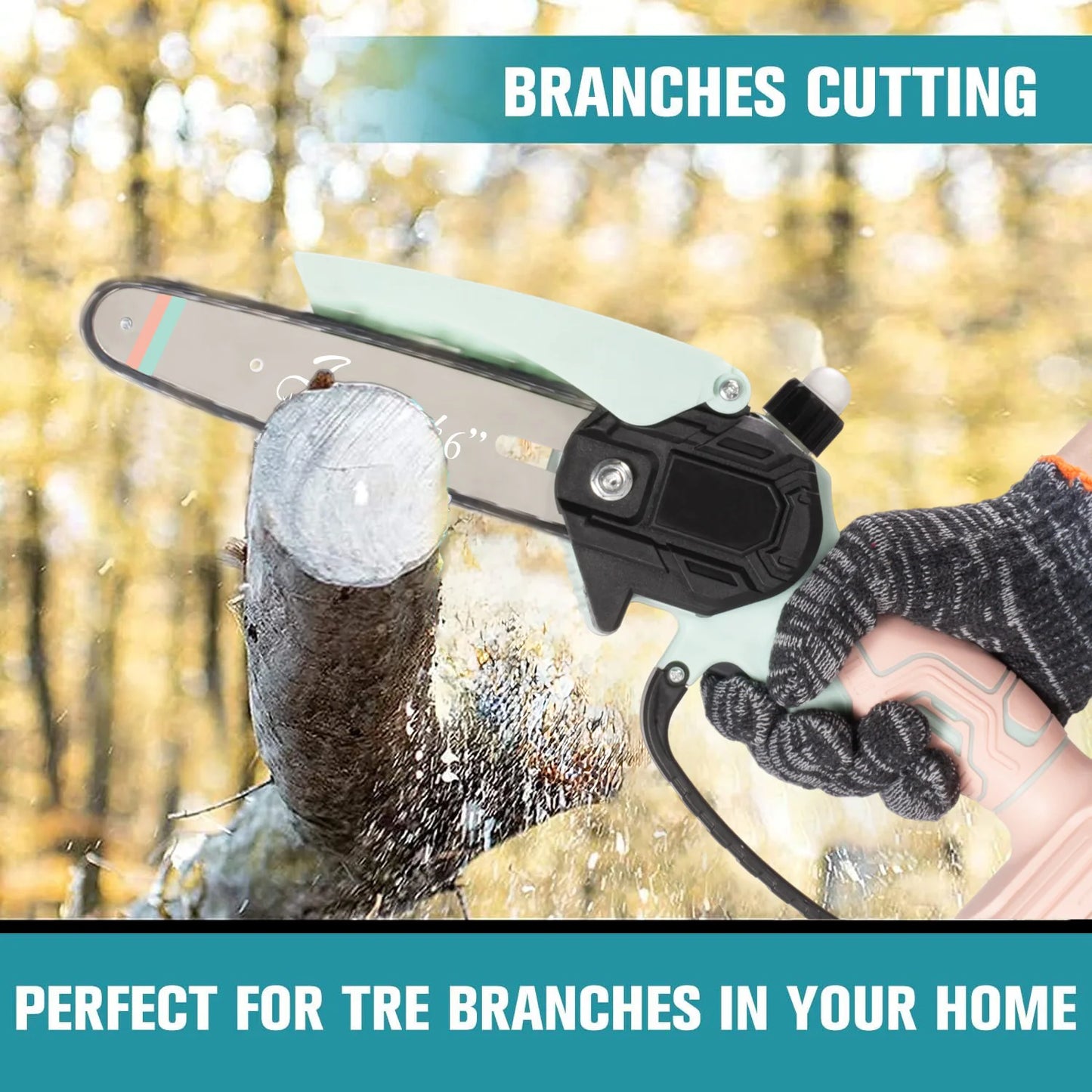 Mini Chainsaw Cordless Electric Chain Saws with 2 Batteries Powered, Super Handheld Portable Saws For Tree Cutting and Courtyard