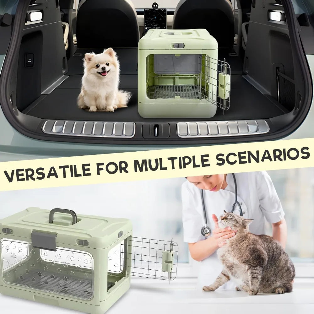 Portable Cat Carrier Pet Airline Crat Foldable Cat Kennel Dog Suitcase Outdoor Car Carry Box Dog Crate for Small Dog Pet Carrier