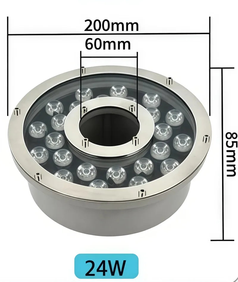 Fountain Light Colorful Underwater Light Waterfall Fountain LED Waterproof IP68 6W/9W/12W Swimming Pool Landscape Lamp 12V/24V