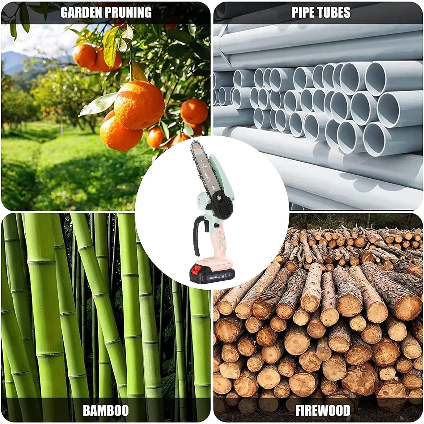Mini Chainsaw Cordless Electric Chain Saws with 2 Batteries Powered, Super Handheld Portable Saws For Tree Cutting and Courtyard