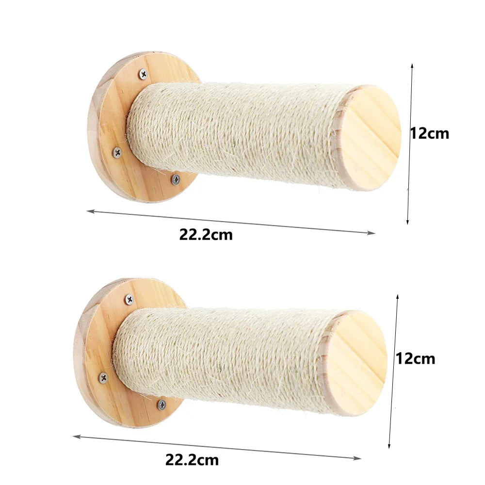 Cat Climbing Shelves Wall Mounted Cat Tree Wooden Furniture Scratcher Jumping Platform Rope Ladder Cat Sleeping and Playing