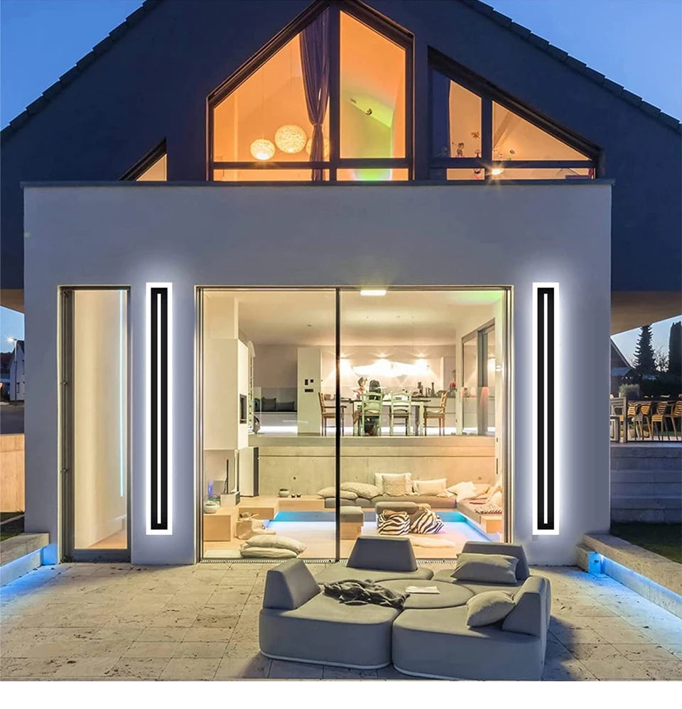 LED Long Wall Lamp Outdoor Waterproof IP65 Lighting Fixtures Aluminum Wall Mounted Garden Light for Porch Villa 110V 220V Sconce