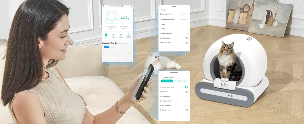 DOEL 2026 New Smart Self-Cleaning Cat Litter Box, 65L Large Space Automatic Cat Toilet, App Control, Only Support 2.4G WiFi, Compatible with Tofu and Mixed Cat Litter, Filter A Included Only, Suitable for Pet Lovers