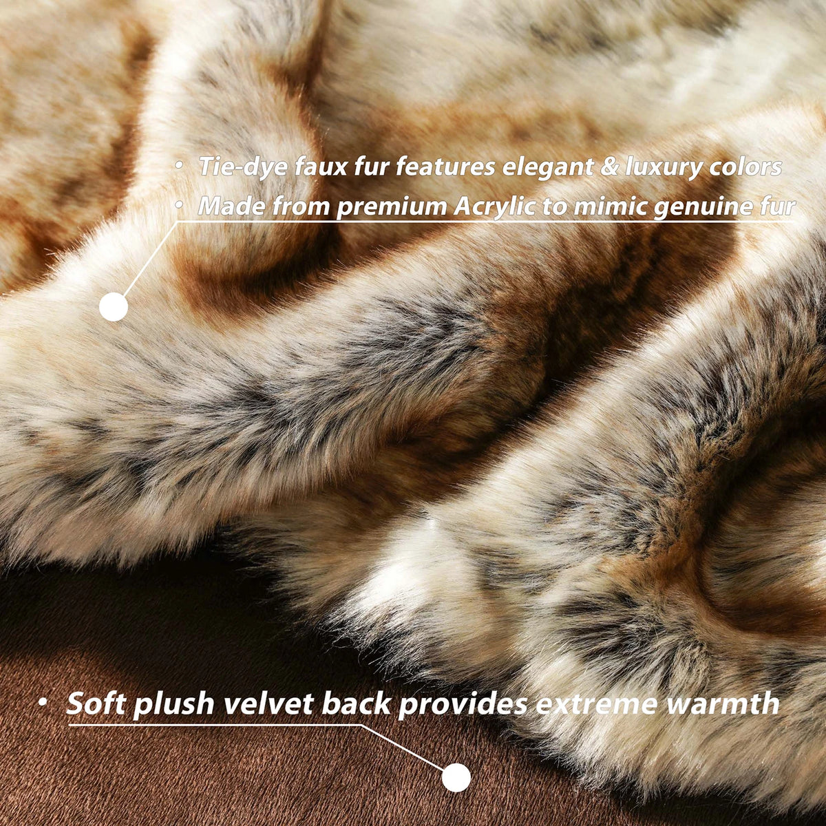 Battilo Brown Faux Fur Blanket Luxury Fluffy Plaid Throw Blanket Winter Thick Warm Plush Blanket Fur Throws for Bedroom Decor