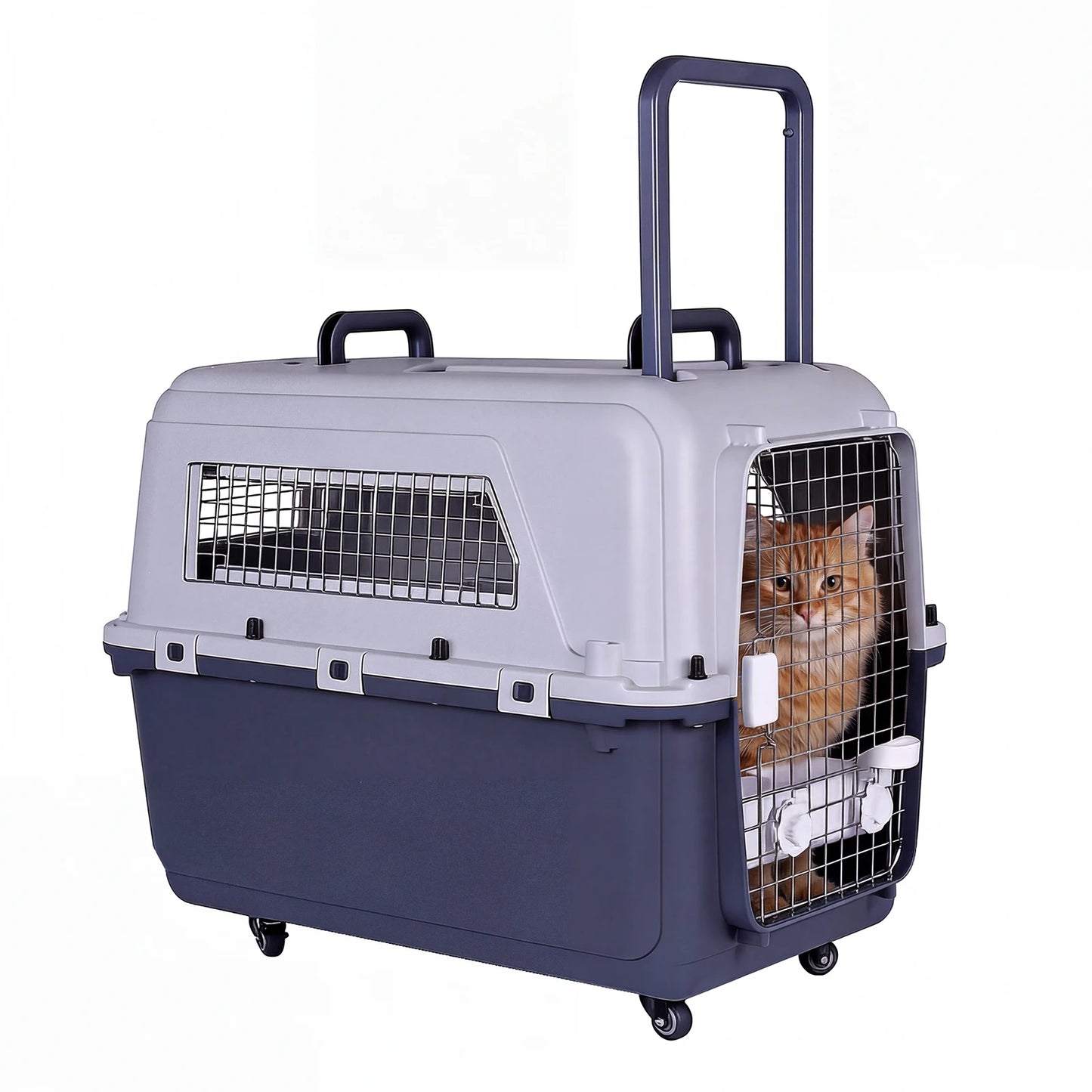 Cats Pet Travel Carrier Length 33in/Width 21.6in/Height 25.2in with Handle & Metal Door Pet Carrier & Crate for Puppies Kittens