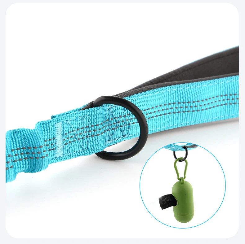 High Elasticity Double Handle Dog Tactical Leash Explosion-proof No Tangle Outdoor Training Walking Nylon Dog Leashes Dogs Items