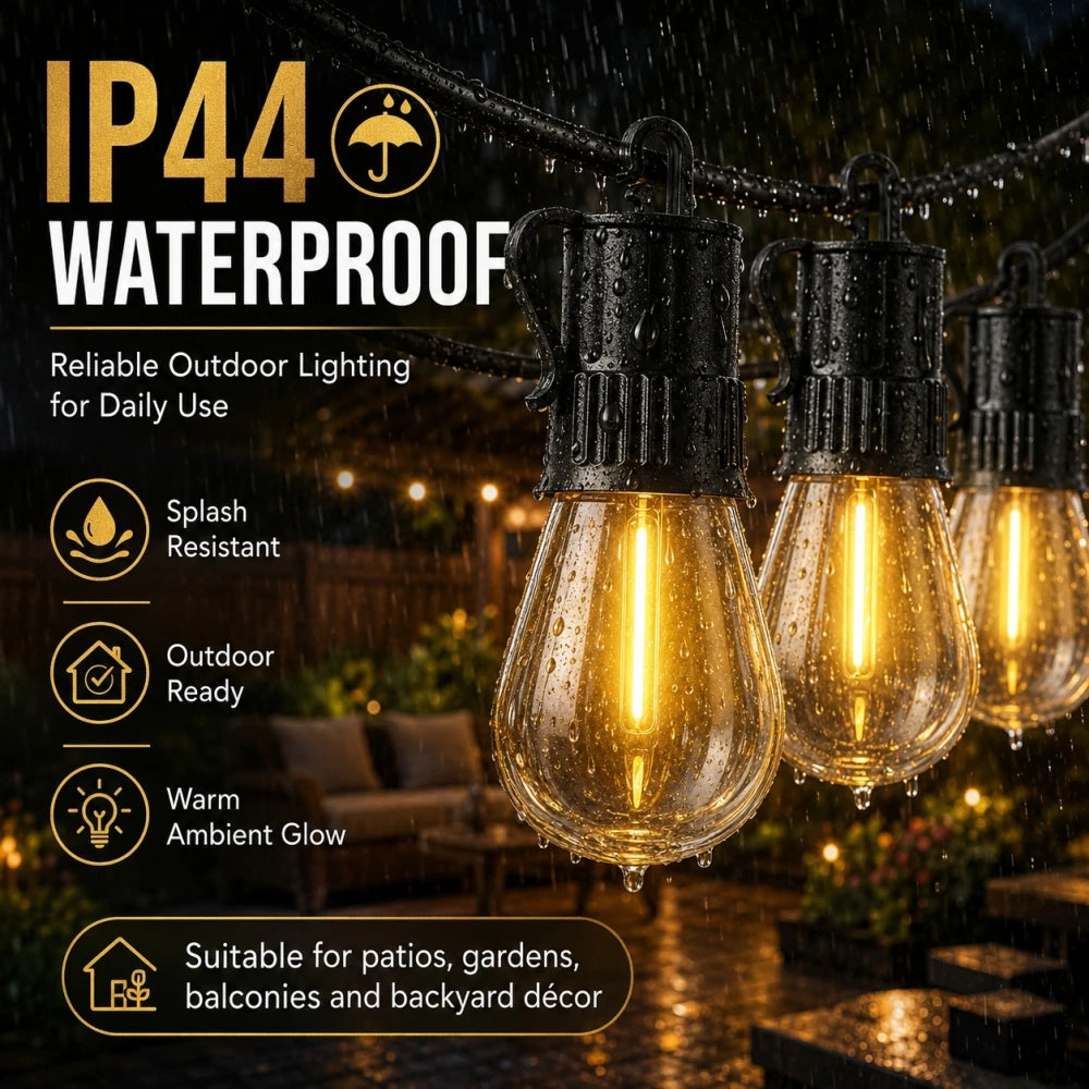 PET S14 LED String Light Bulbs E12 Base Shatterproof Plastic Bulbs 220V EU Plug Outdoor Patio Garden Lights Warm White 2700K