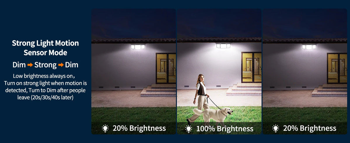 Intelamp Long Battery Life 6000mAh Outdoor Solar LED Light With Large Solar Panel Two Sensors 2.7M Cable For Garage Garden Yard