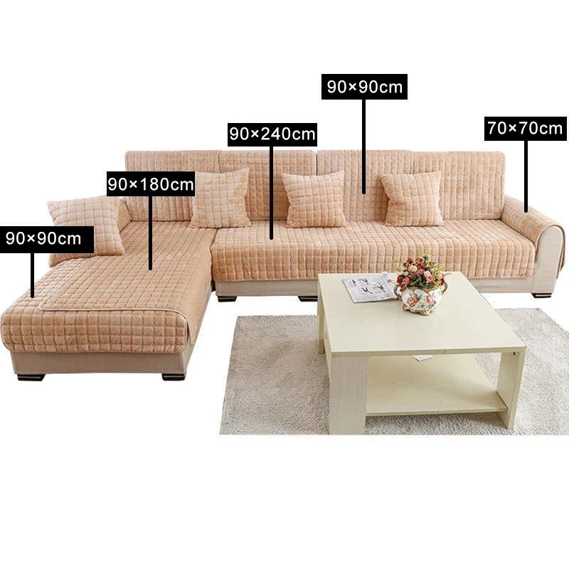 Soft Flannel Sofa Cover Non-Slip Quilted Furniture Protector Cushion for Living Room Couch Cover Warm Sofa Towel 1 Seat Pad