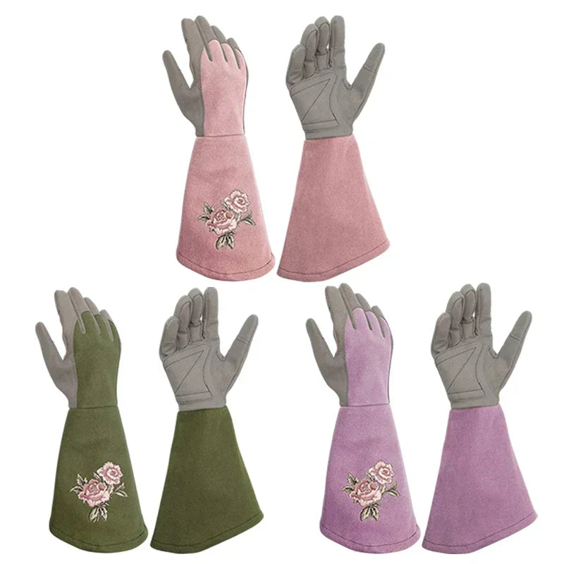 Professional Garden Rose Pruning Thorn-Proof Gloves Printed Gardening Trimming Labor Protection Long Gloves Hands Protector