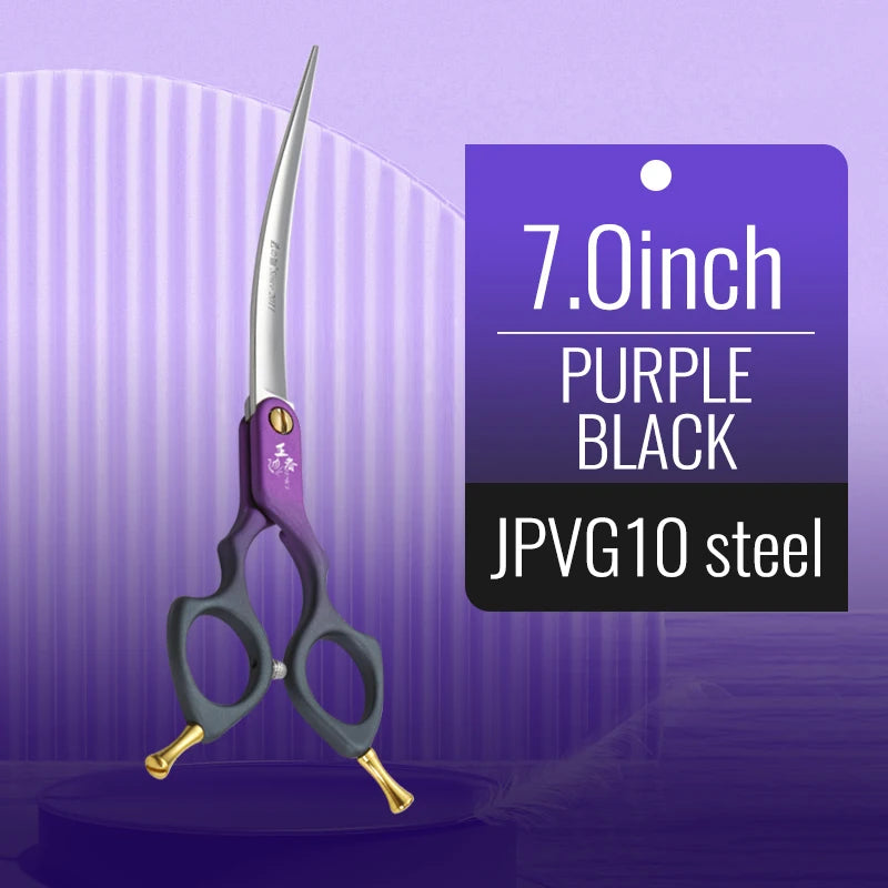 Fenice 6.0/6.5/7 Inch Professional Dog Grooming Scissors Curved Japan 440C Shear with High Quality Alloy Handle aseo de mascotas