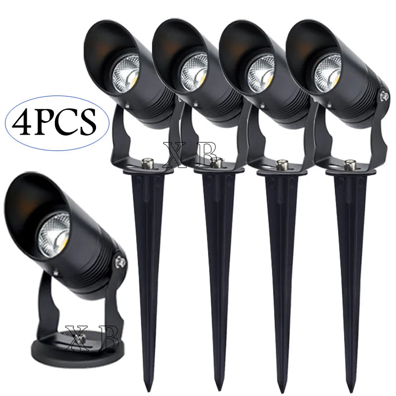 4PCS 1W 3W 5W 7W 10W LED Garden Lawn Lamp Outdoor LED Spike Light Waterproof Lighting Garden Path Spotlights AC 85-265V  DC12V